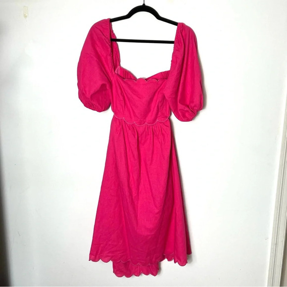 OPT April Scalloped Cutout Dress Barbie Hot‎ Pink Large NWT - Picture 6 of 10